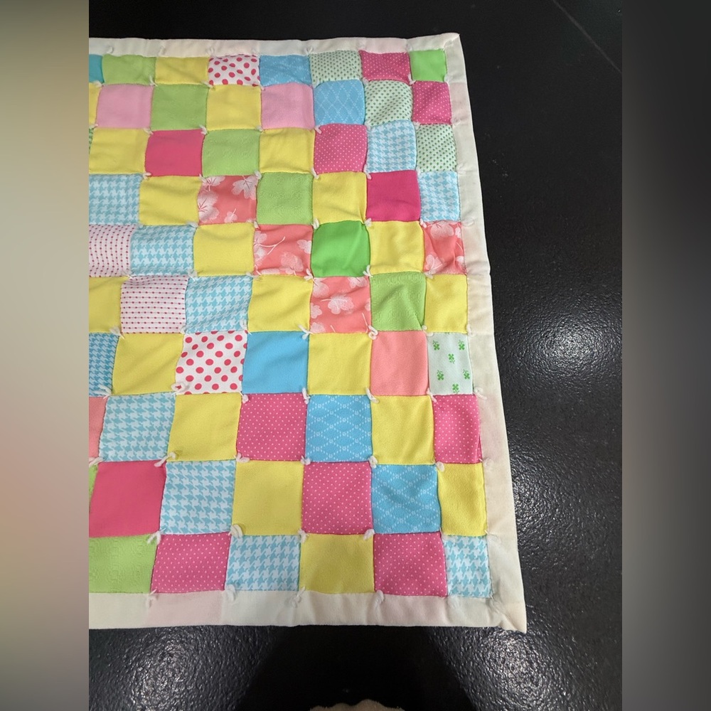 Handmade Colorful Patchwork Baby Quilt — 38” x 45” - Picture 12 of 13